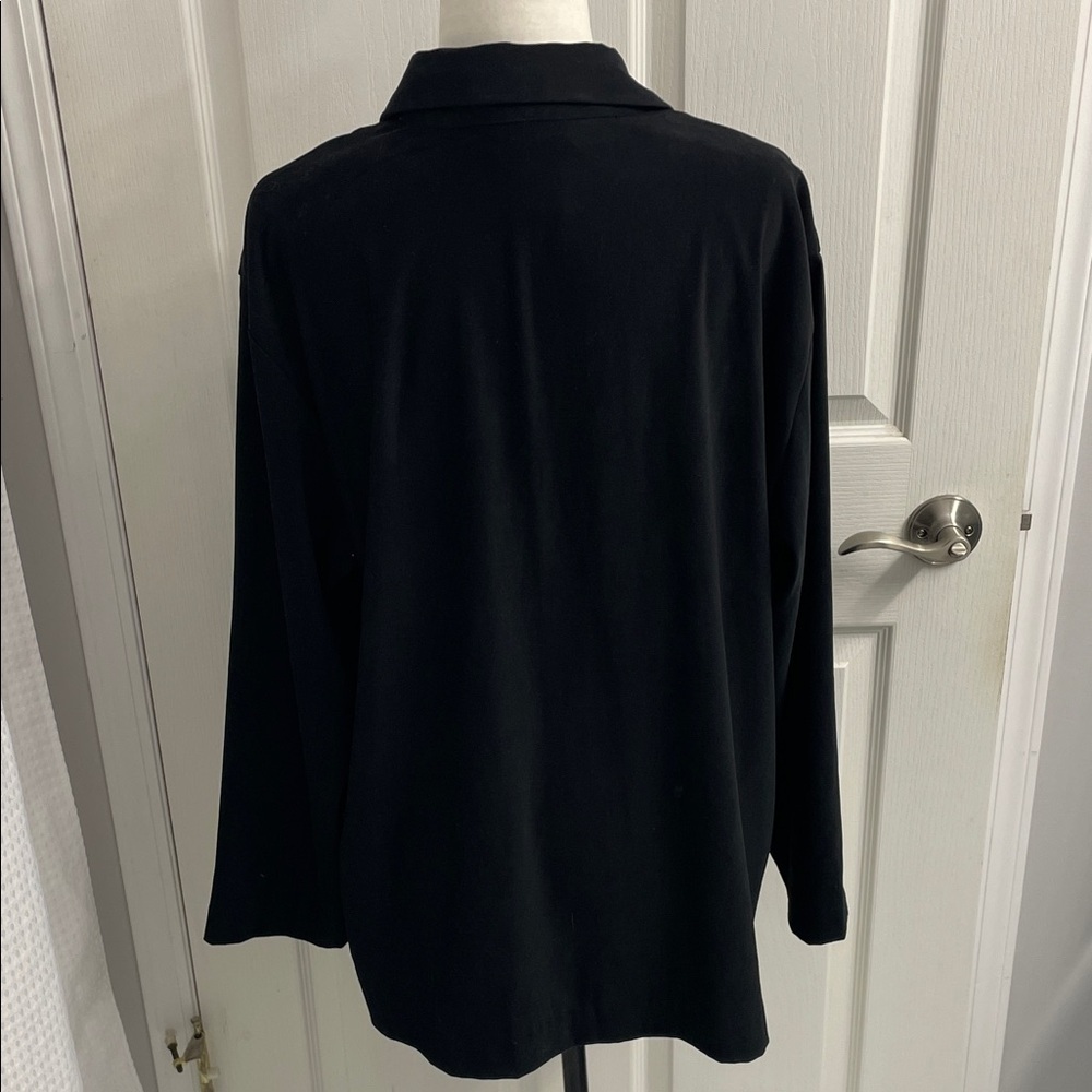 Vintage Velvet Festive Embroidered Black Button Up Shirt/Jacket / Blazer Sz XL - Picture 6 of 16